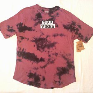 Men's BROOKLYN LAUNDRY "Good Vibes" Red Tie-Dye T-shirt. Size Large. NWT
